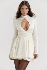 White Satin Mini Dress Mssaz Desses
