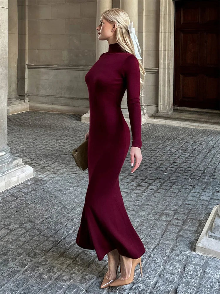 Turtleneck Maxi Dress Mssaz Desses