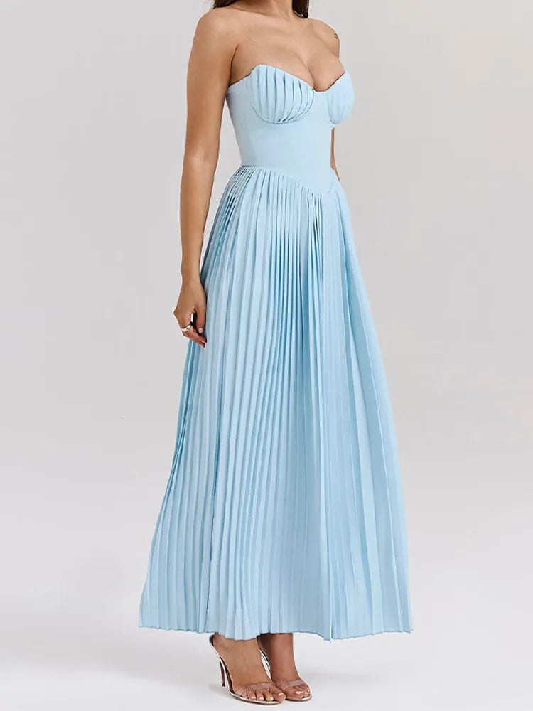 Pleated Maxi Dress Mssaz Desses
