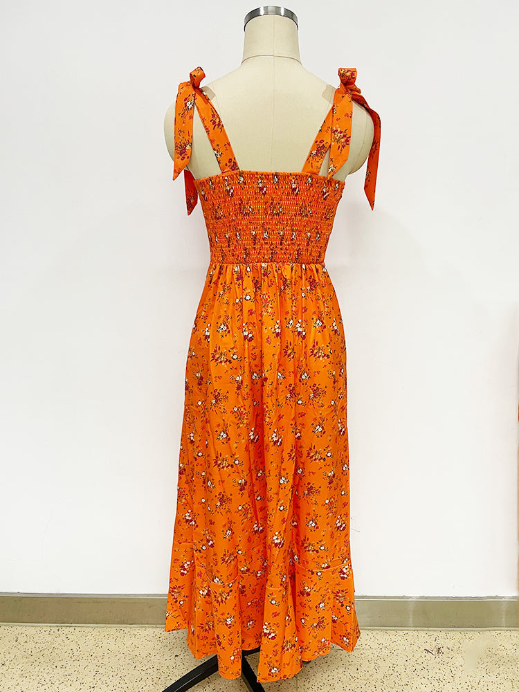 Green Basic Vintage Beach Tank Elegant Retro Floral Long Vestidos Belt Yellow Mssaz Desses