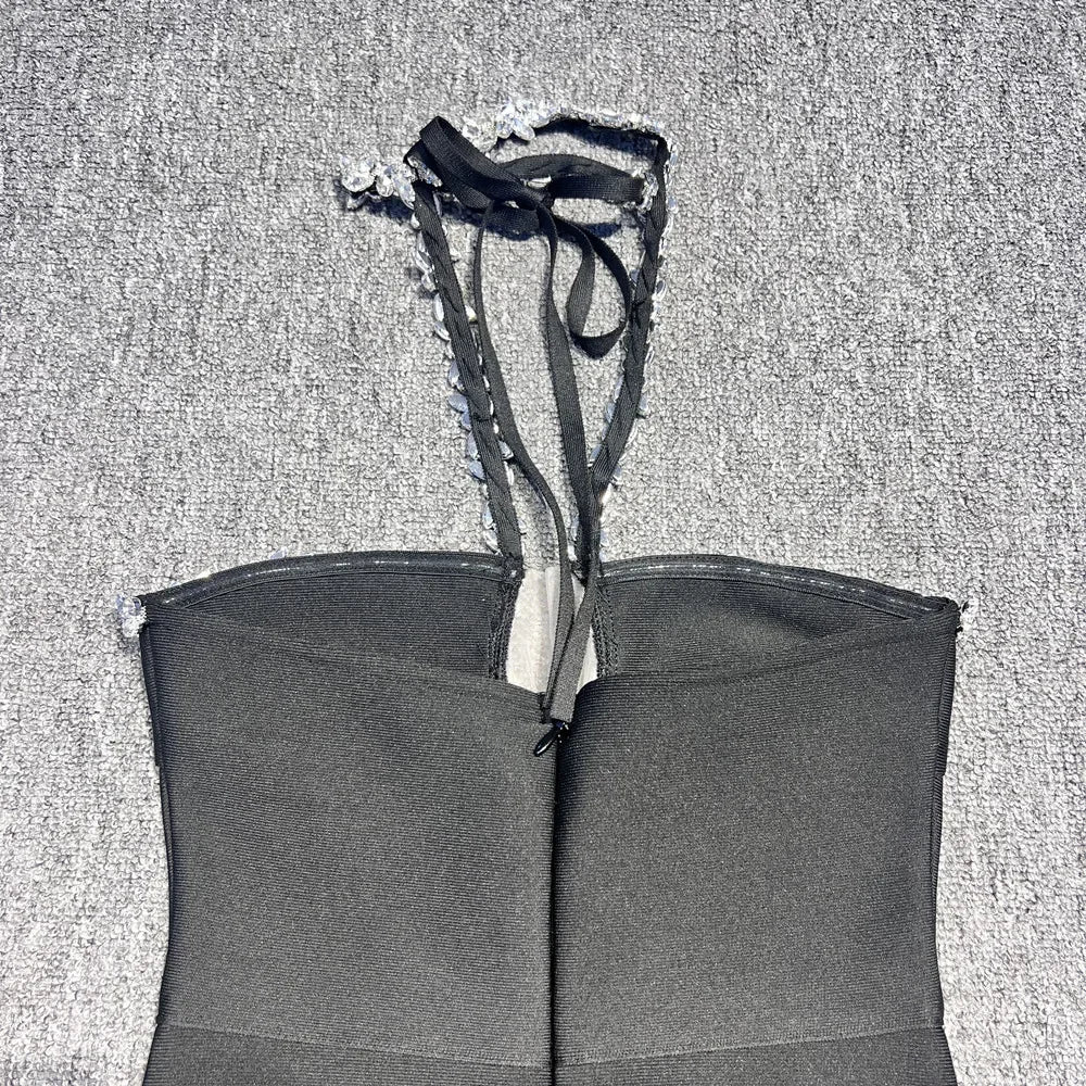 Black Diamond Strapless Maxi Bandage Dress Mssaz Desses
