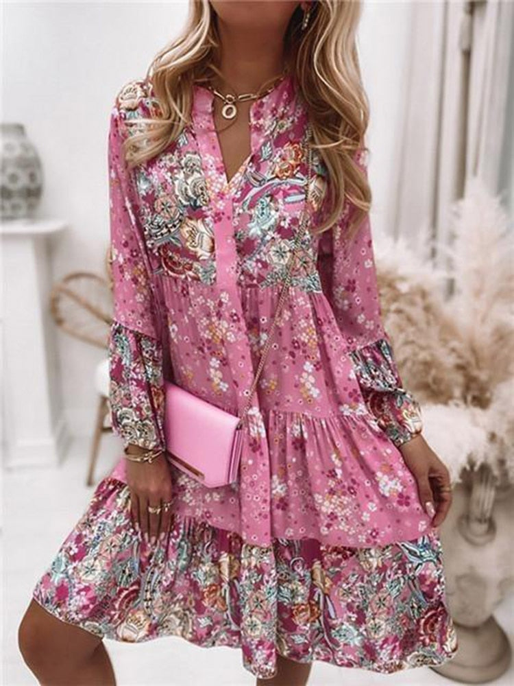 Elegant Pleated Long Sleeve Casual Dresses Mssaz Desses