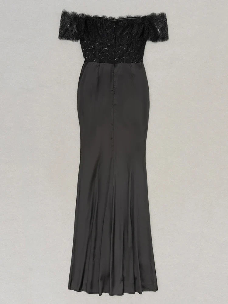 Lace Patchwork Black Short Sleeve Dress Mssaz Desses