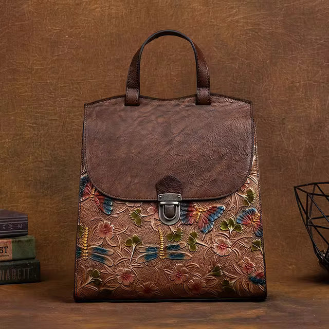 Casual Retro Cowhide Soft Leather Backpack Mssza