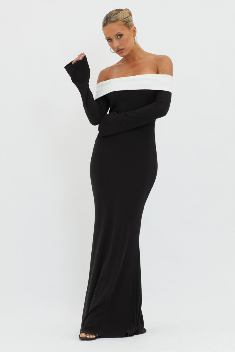 Aeris Off-shoulder Maxi Knit Dress Mssaz Desses