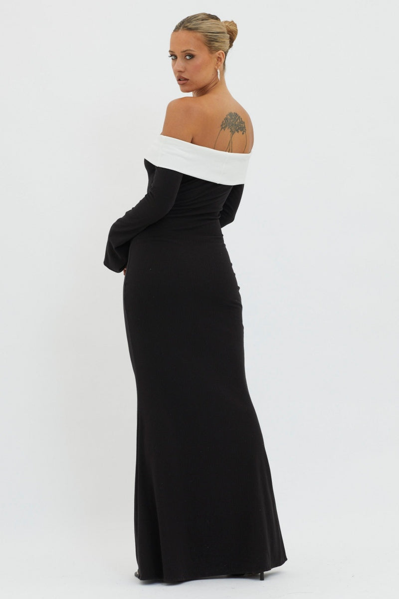 Aeris Off-shoulder Maxi Knit Dress Mssaz Desses