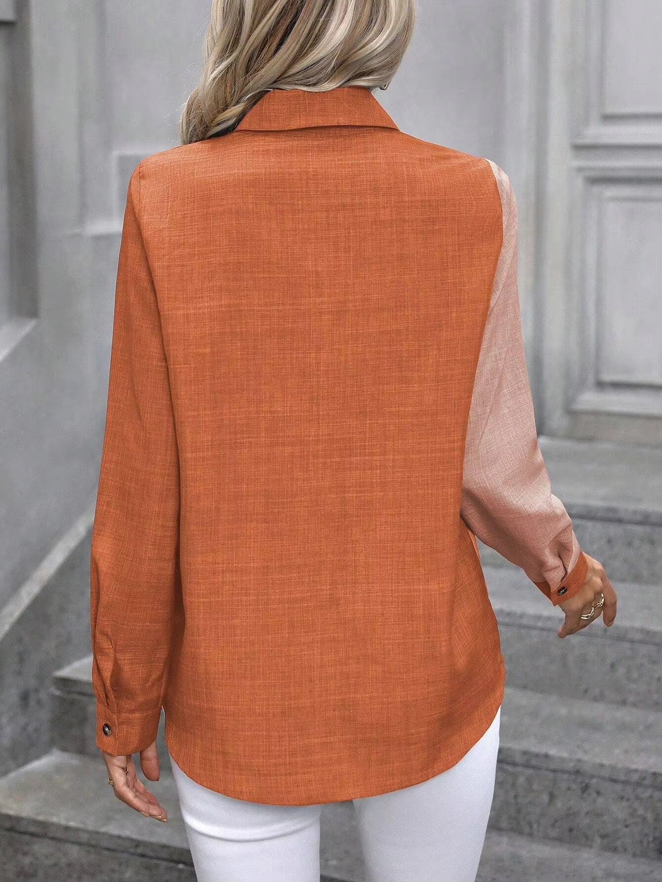 Long-sleeved Lapel Casual Simple Shirt Mssza