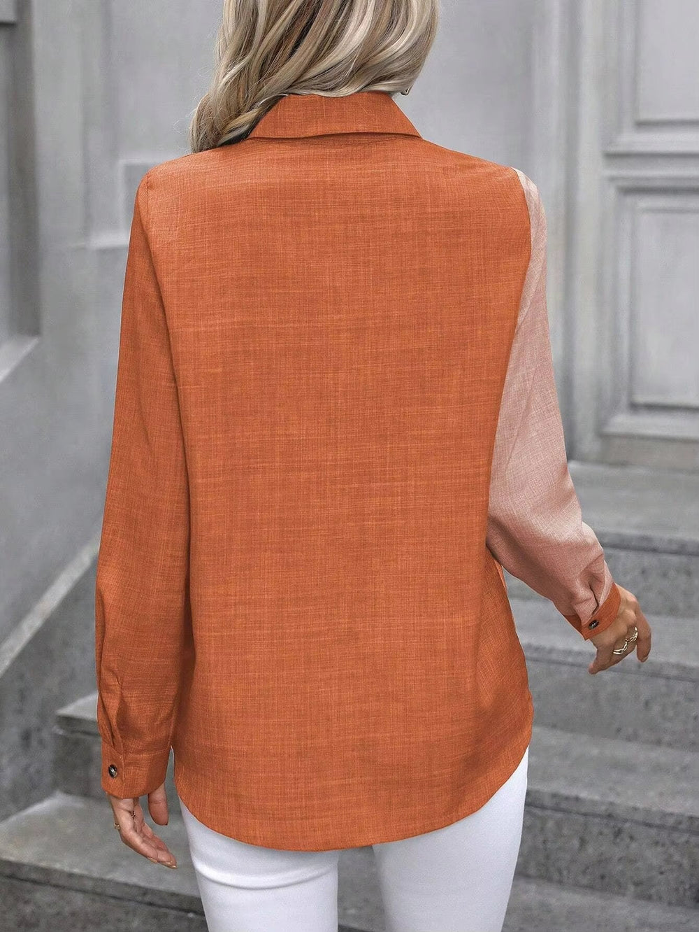 Long-sleeved Lapel Casual Simple Shirt Mssza