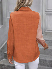 Long-sleeved Lapel Casual Simple Shirt Mssza