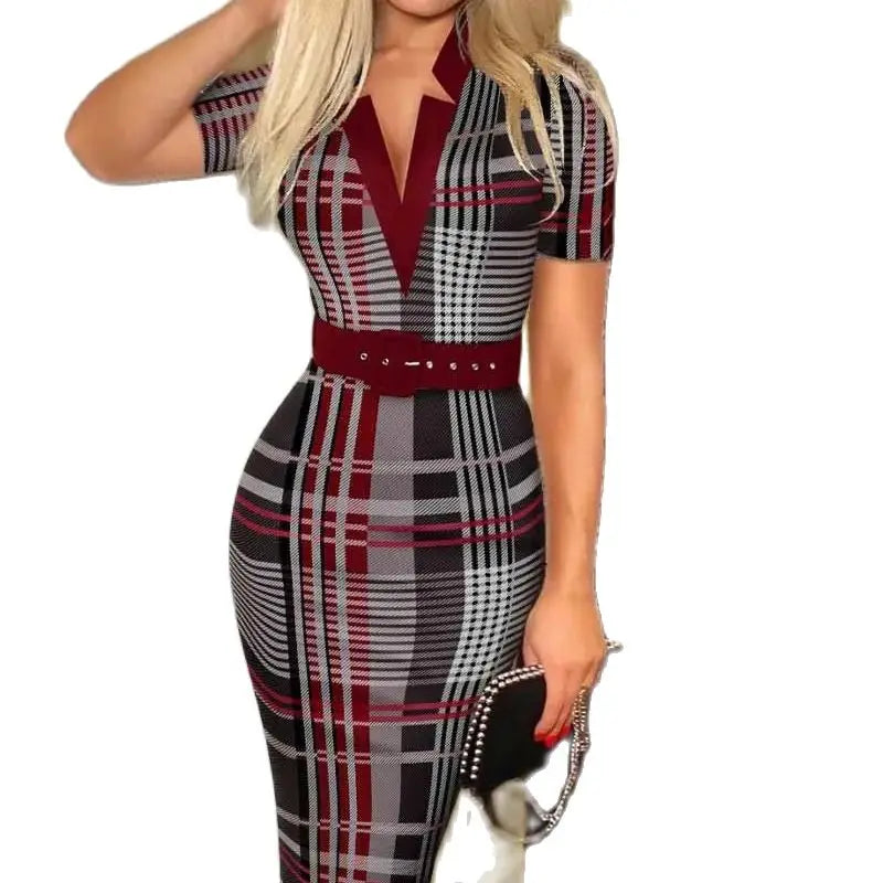 Polka Dot Print V Neck Long Sleeve Clothing Midi Dress Mssaz Desses