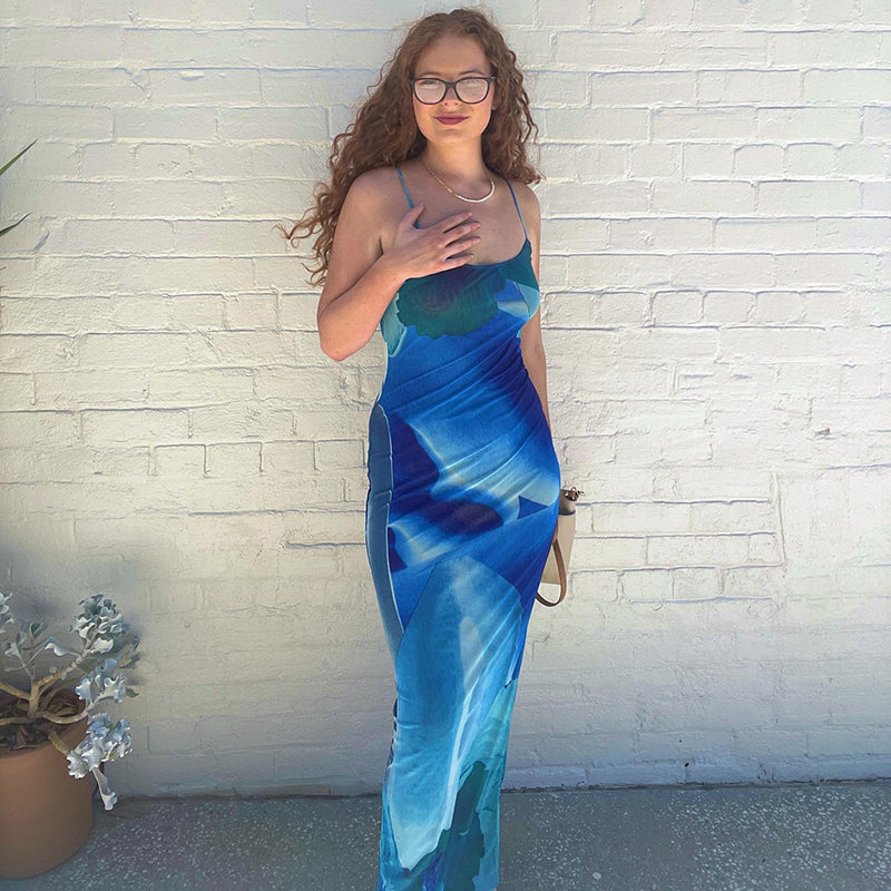 Blue Boho Printed Yellow Sundress Mssaz Desses