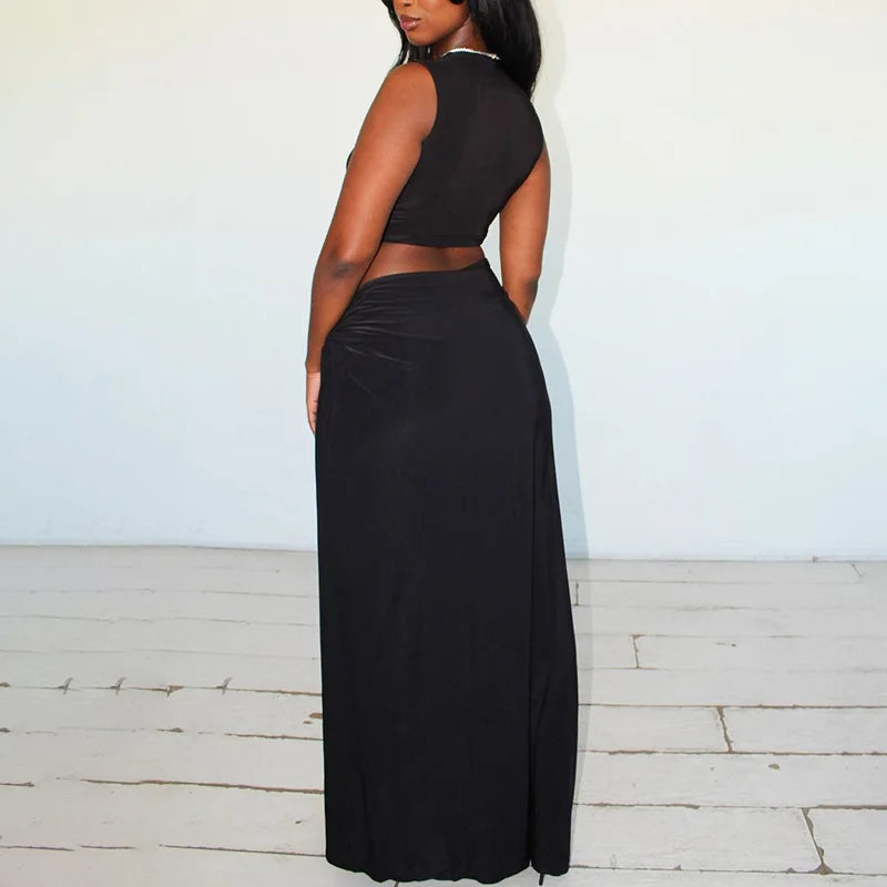Deep V Cut Out Slit Asymmetrical Long Dress Mssaz Desses