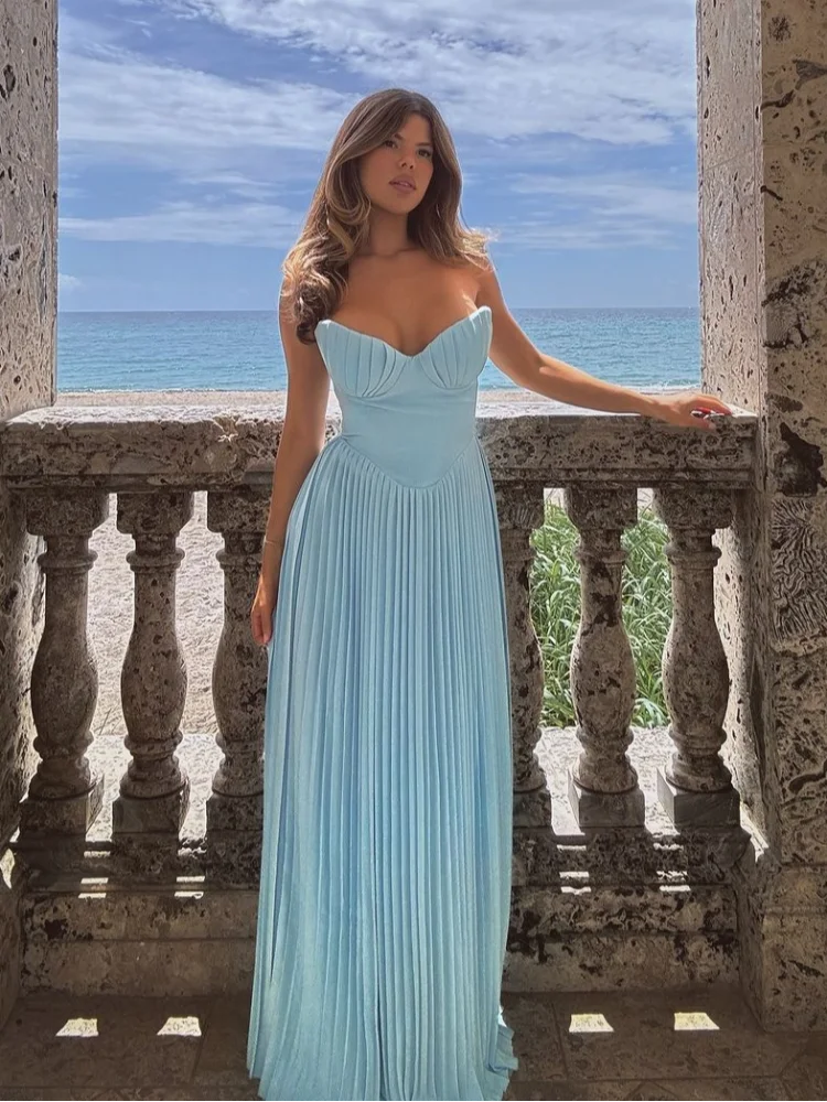 Pleated Maxi Dress Mssaz Desses