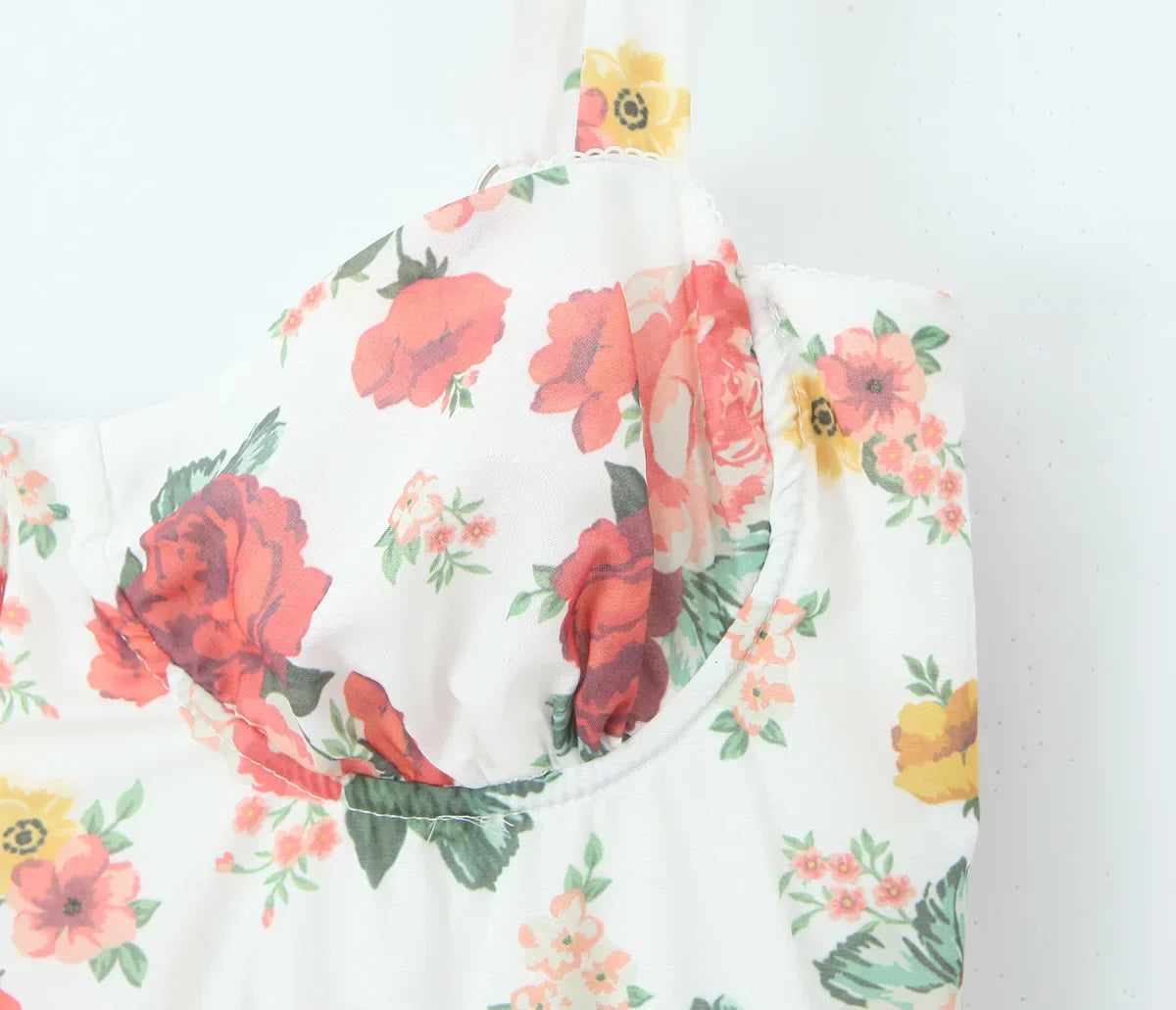 Flower Print Corset Style Ruffles Hem Midi Dress Mssaz Desses