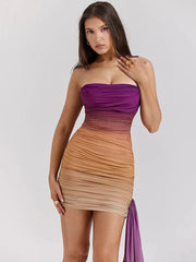 Ombre Draped Bodycon Tube Mini Dress Mssaz Desses