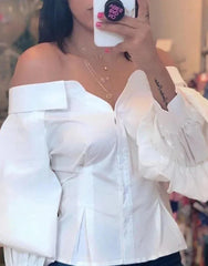 Lantern Sleeve Open Shoulder Top Mssaz Desses