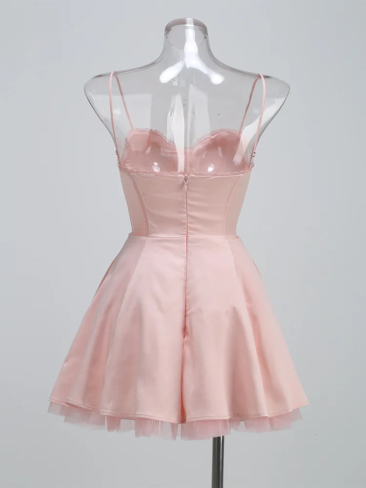 Solid Fit And Flare Spaghetti Strap Mini Dress Mssaz Desses