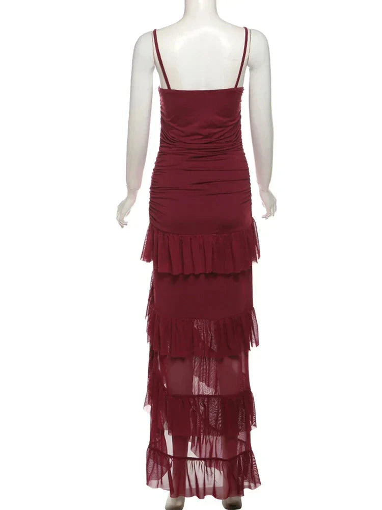 Ruffle Stacked Pleated Long Dress Mssaz Desses