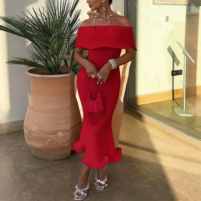 Ruffled Backless Midi Party Dress Mssaz Desses