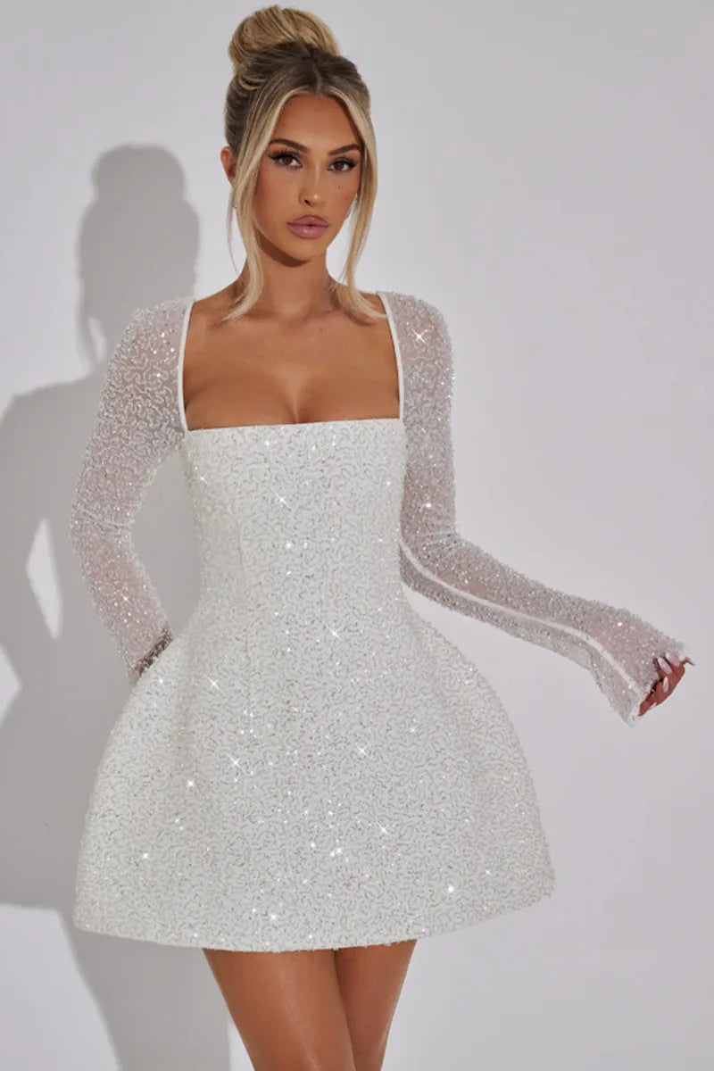 Glitter Bandage Backless A-line Party Dress Mssaz Desses
