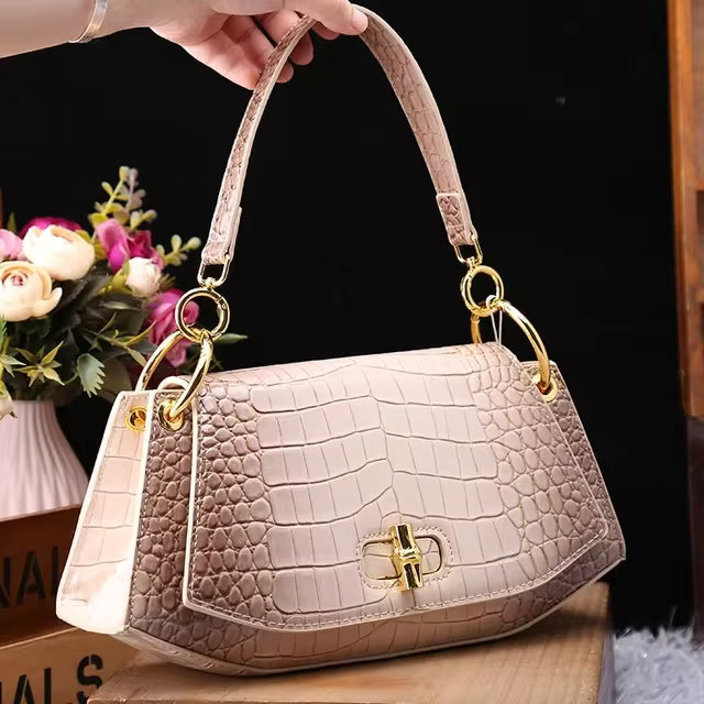 Crocodile Pattern Genuine Leather  Shoulder Messenger Bag Mssza