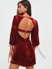 Backless Lace Up Long Sleeve Dress Mssaz Desses