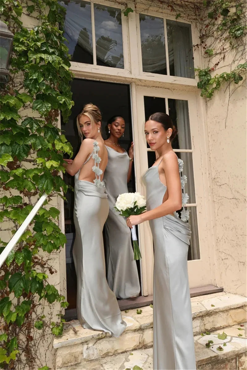 Floral Draped Open Back Spaghetti Strap Maxi Dress Mssaz Desses