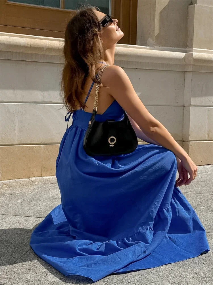 Patchwork Sleeveless Solid Maxi Dress Mssaz Desses