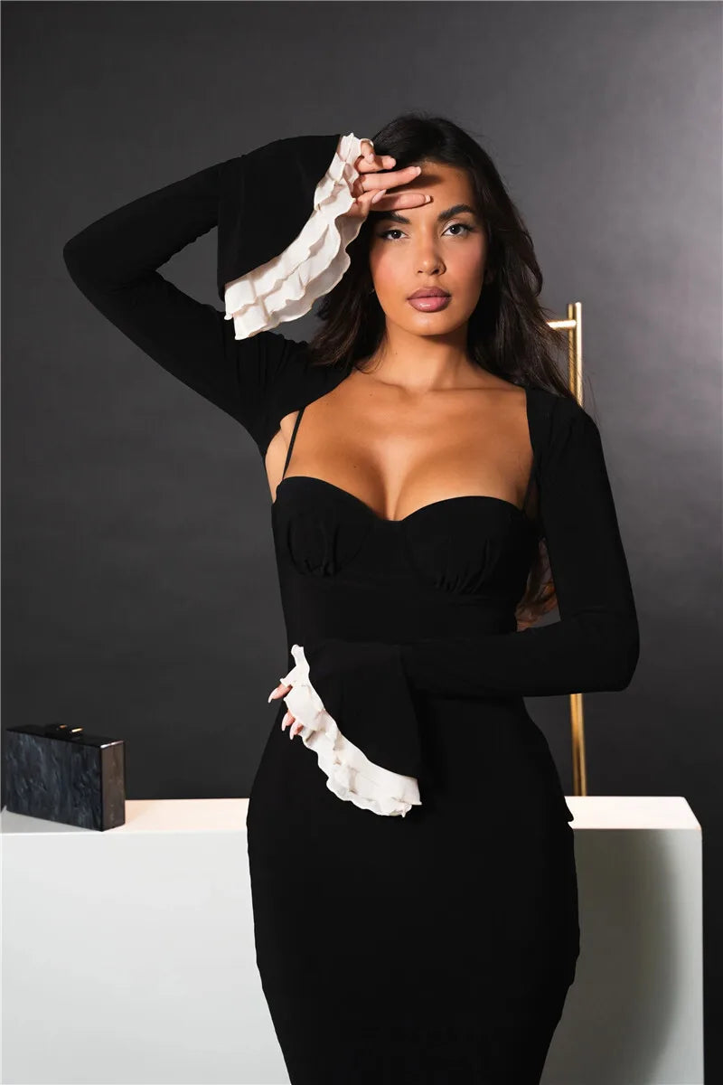 Patchwork Square Collar Evening Fishtail Dress Mssaz Desses