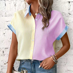 Striped Elegant Shirt Plus Size Color Matching Shirt Mssza