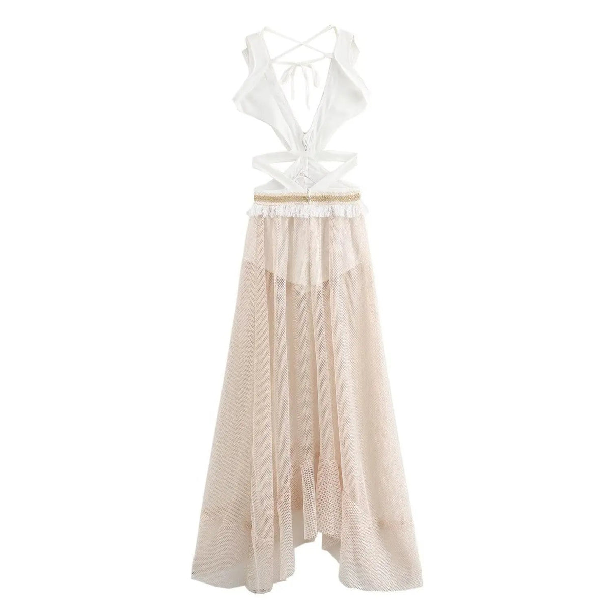 Printed Tassel Long Sleeveless Dress Mssaz Desses
