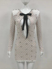Pearl Sequin Mini Long Sleeve Party Dress Mssaz Desses