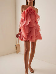 Solid Spliced Appliques Loose Mini Dress Mssaz Desses