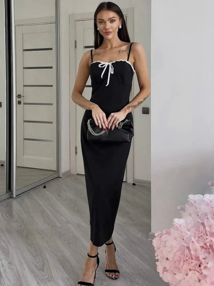 Open Back Lace Patchwork Black Maxi Dress Mssaz Desses
