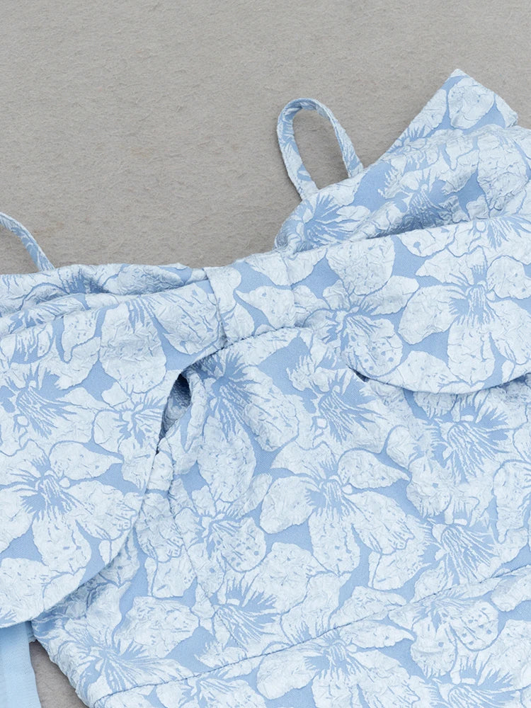 Sky Blue Mesh Sleeve Floral Dress Mssaz Desses