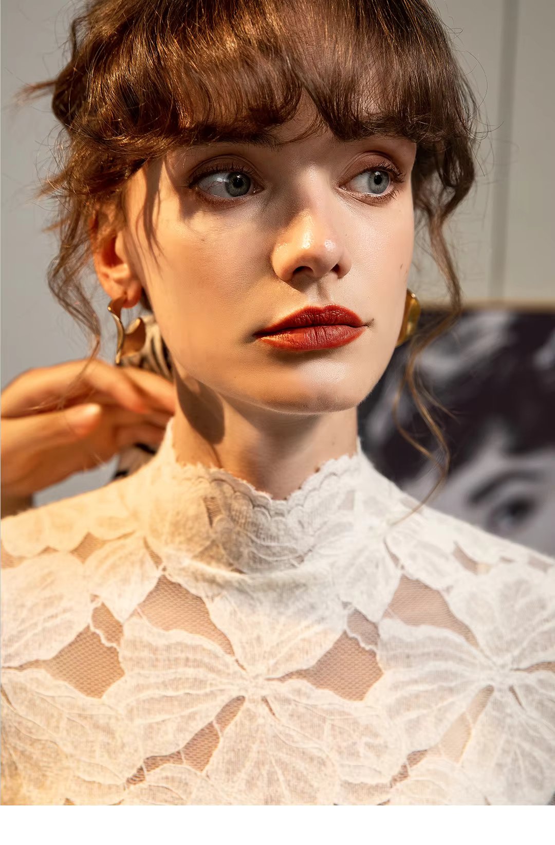 See Through Brushed Lace Shirt Long Sleeved T-shirt Mssza