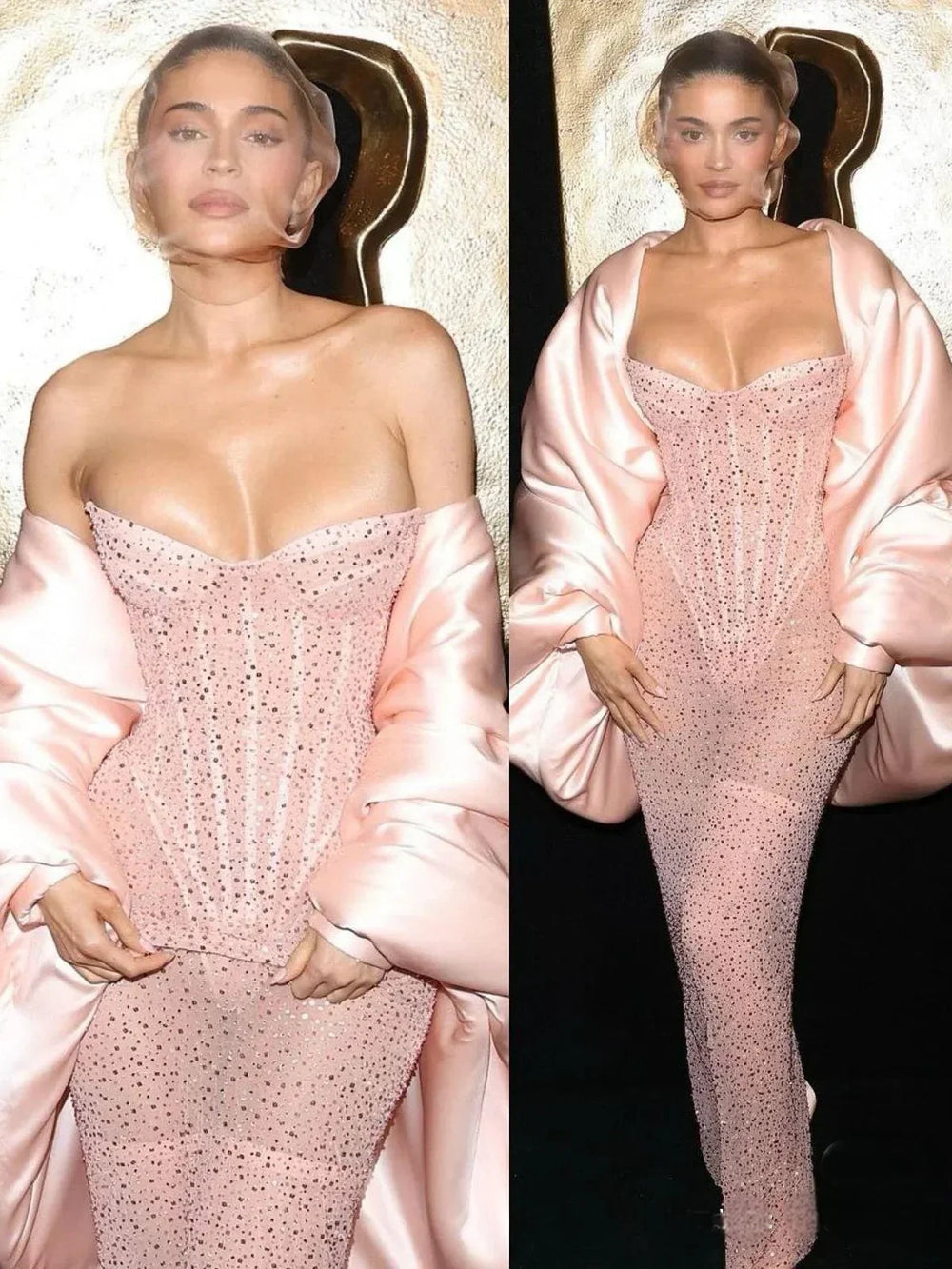 Pink Strapless See Through Long Dress Mssaz Desses