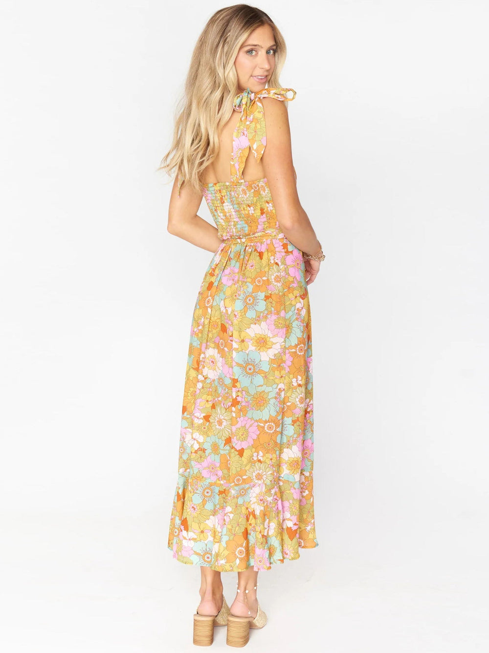 Green Basic Vintage Beach Tank Elegant Retro Floral Long Vestidos Belt Yellow Mssaz Desses