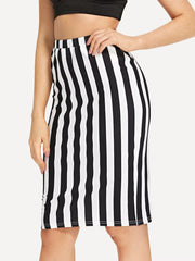 Striped Printed casual High Waist Elastic Pencil Skirts Mssza