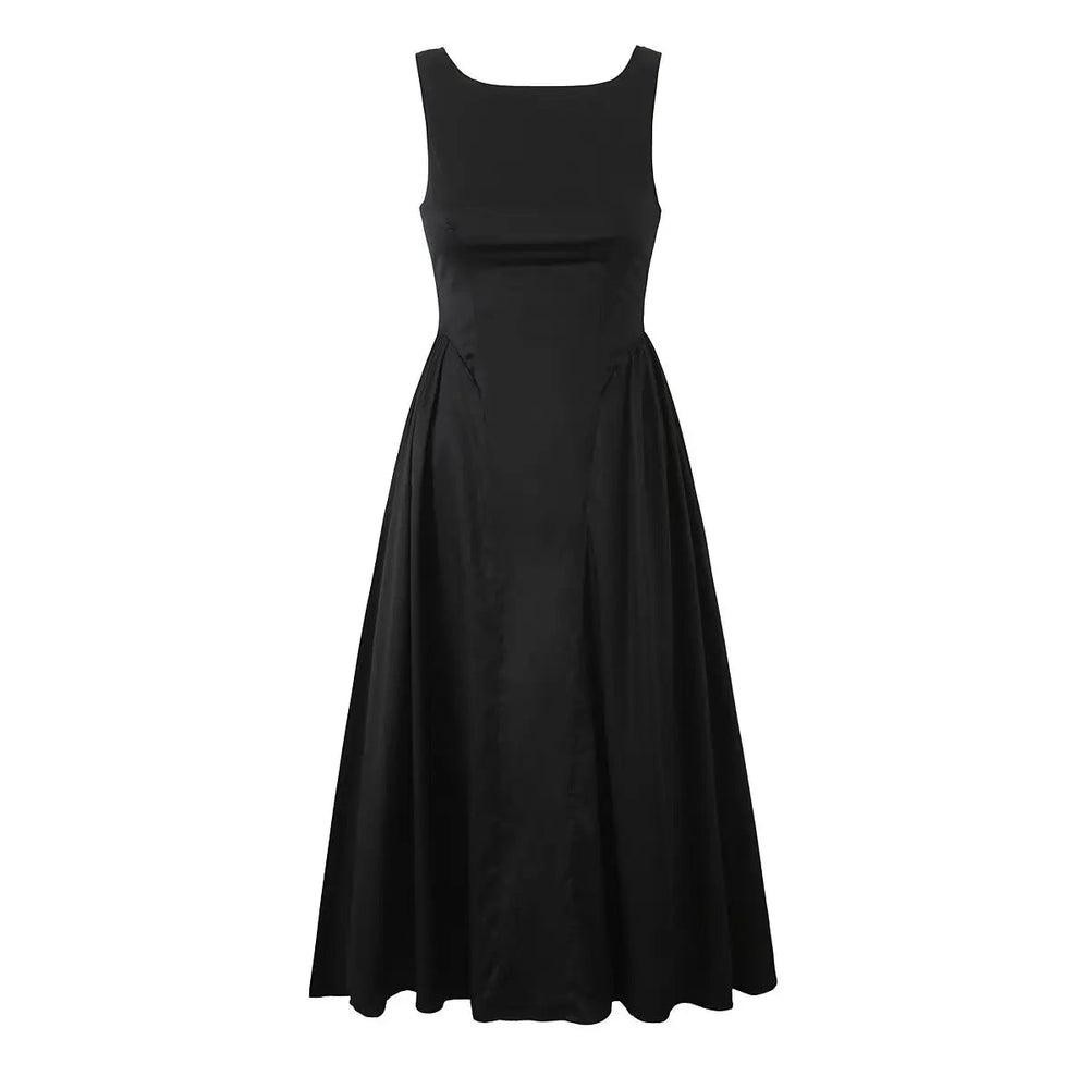 Solid Halter Backless Long Dress Mssaz Desses