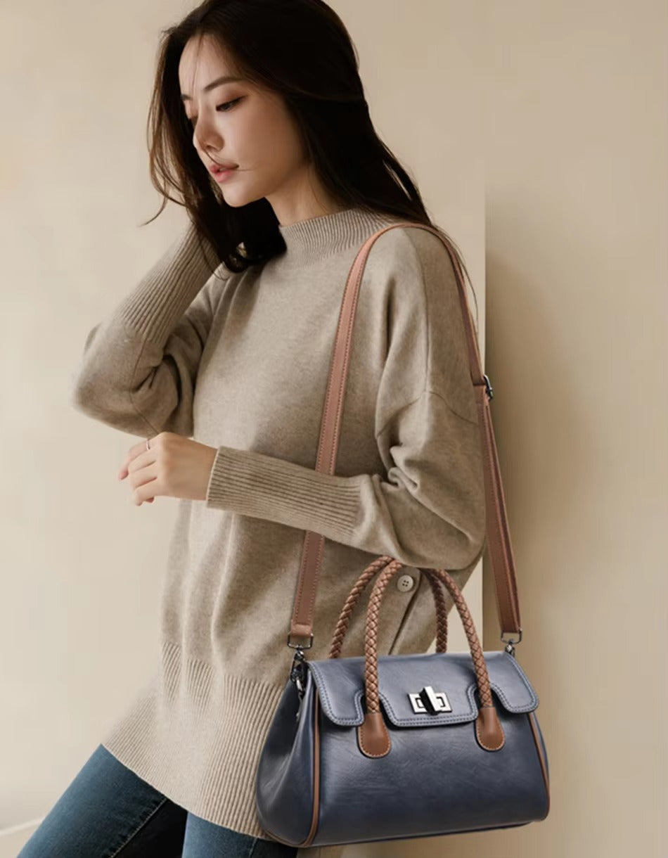 Luxury Designer High Quality Soft Leather Large Capacity Handbag Mssza