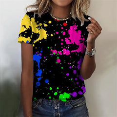 Stylish and Fun Colorful Scales Print Short Sleeve Tee Mssza
