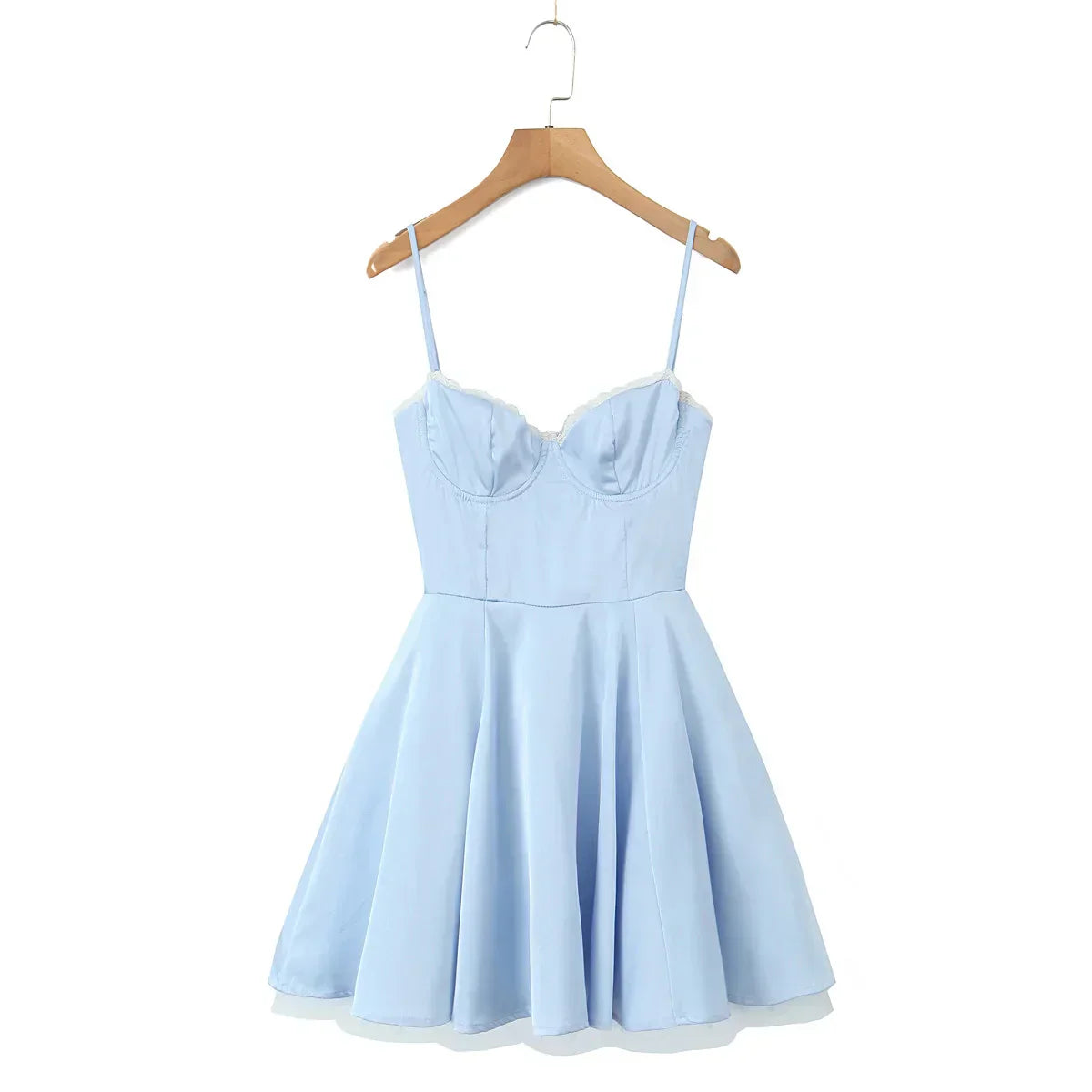 Satin Corset Style Lace 2 layers Lining Hem Mini Dress Mssaz Desses