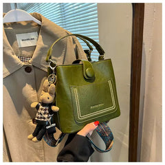 Simple Large High Capacity Vintage Shoulder Bucket Leather Tote Bag Mssza
