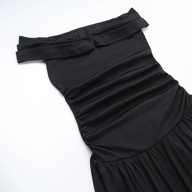 Slash Neck Off Shoulder Solid Dress Mssaz Desses
