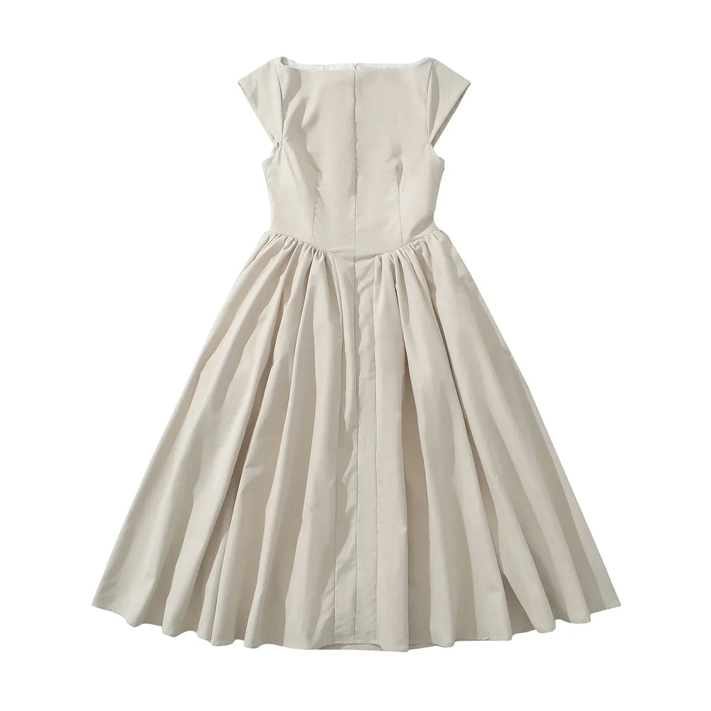 Short Sleeve Hollow Out Back Midi Dress Mssaz Desses