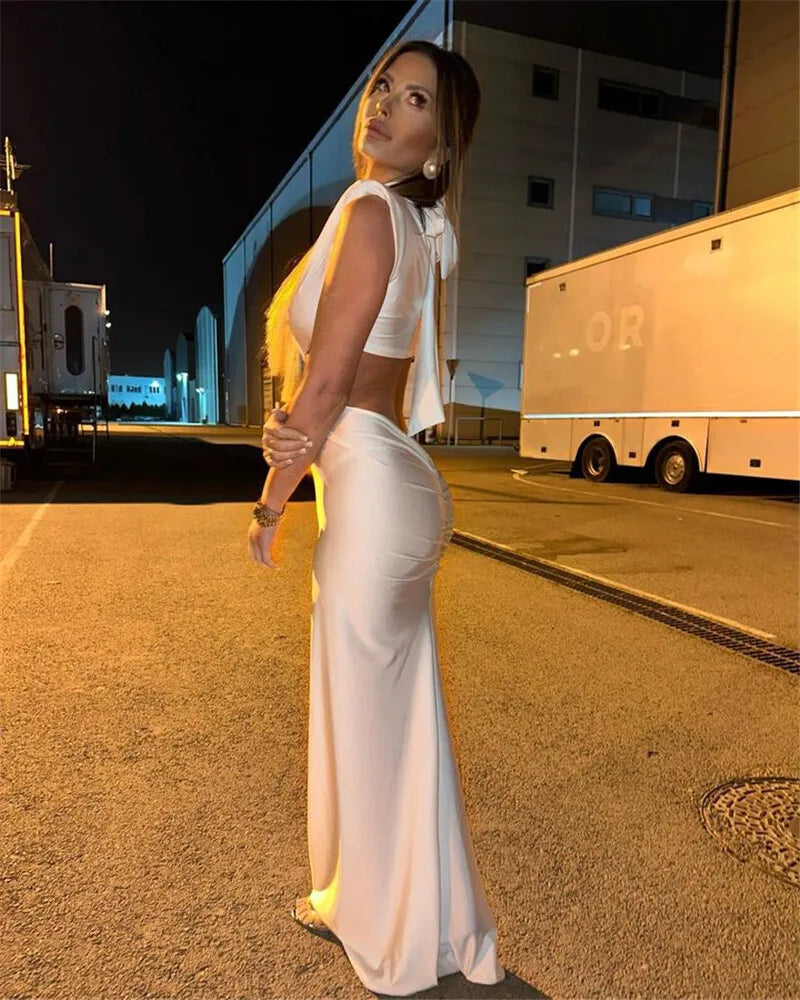 Hollow Out Turtleneck Solid Maxi Dress Mssaz Desses