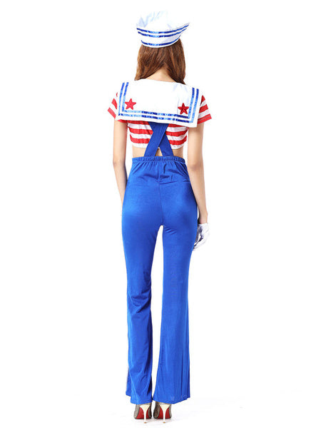 Sailor Costume Mardi Gras USA Flag Stripe Jumpsuit Mssza