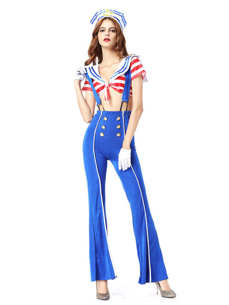 Sailor Costume Mardi Gras USA Flag Stripe Jumpsuit Mssza