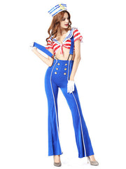 Sailor Costume Mardi Gras USA Flag Stripe Jumpsuit Mssza
